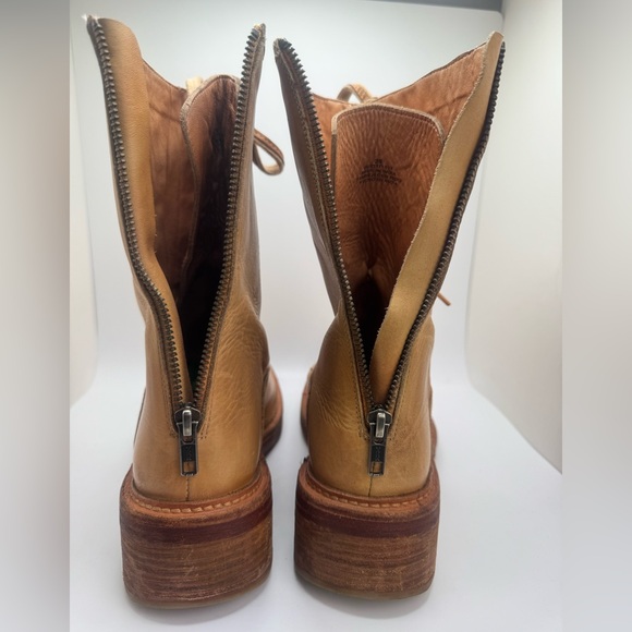 FREE PEOPLE SANTA FE Tan Leather Lace-Up Combat Boots 39 US 8.5 - Picture 11 of 16
